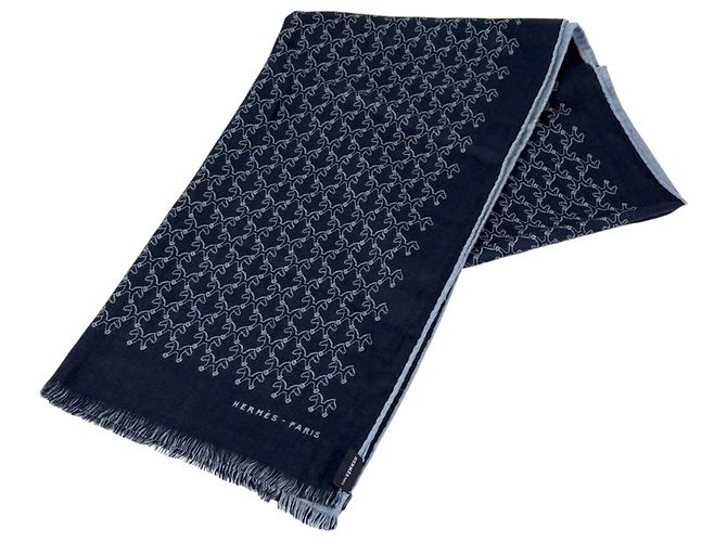Hermès Stola Hermes in cashmere e seta Navy