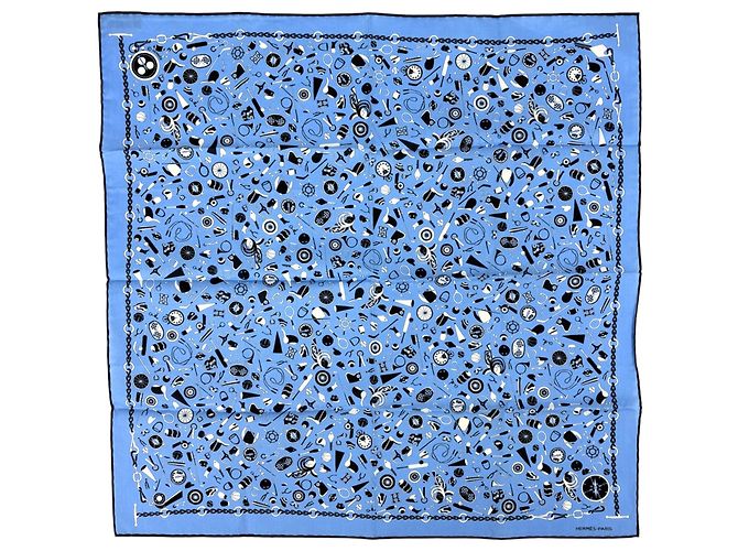 Hermès Bufanda de algodón azul claro Hermes