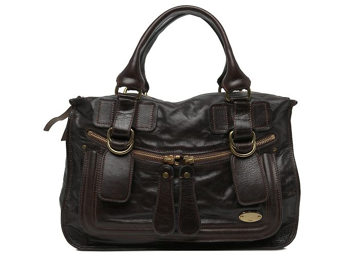 Bolsa Bay Chloé em couro marrom Large
