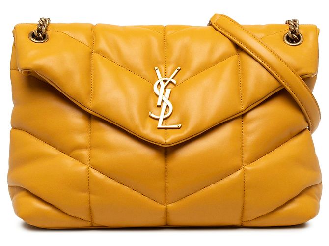 Autre Marque Saint Laurent LouLou Puffer Schultertasche aus gelbem gestepptem Lammleder mit Monogramm Medium