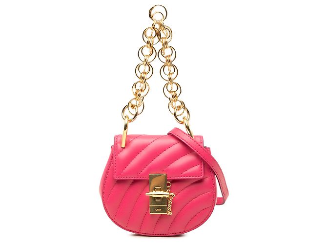 Bolsa Chloé Drew Bijou Nano em couro acolchoado rosa