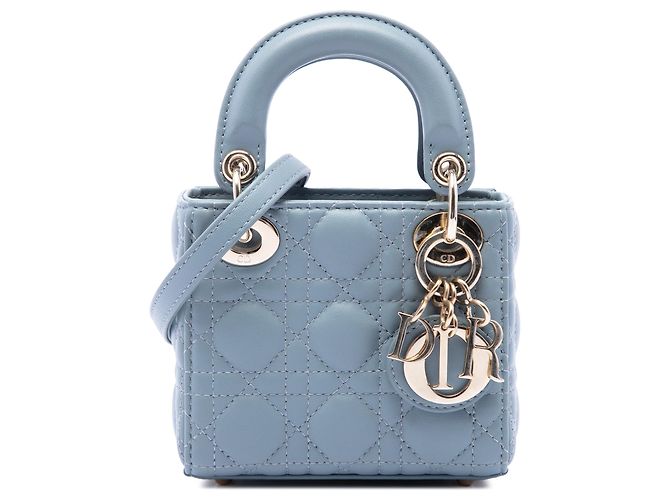 Dior Blue Micro Lambskin Cannage Lady Dior