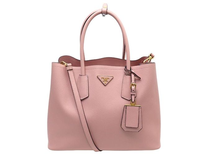 NOVA BOLSA DE MÃO PRADA DOUBLE B2756T COURO SAFFIANO ROSE COM ALÇA
