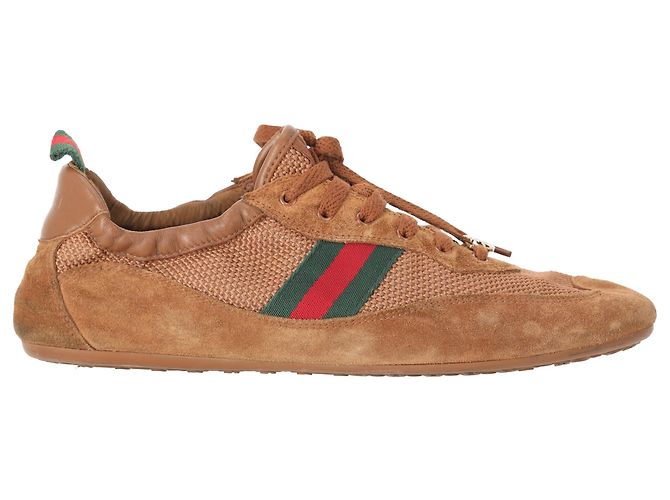 Baskets Gucci Shift en daim et mesh marron