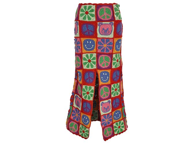 Gonna maxi in patchwork crochet Moschino Couture in cotone multicolore
