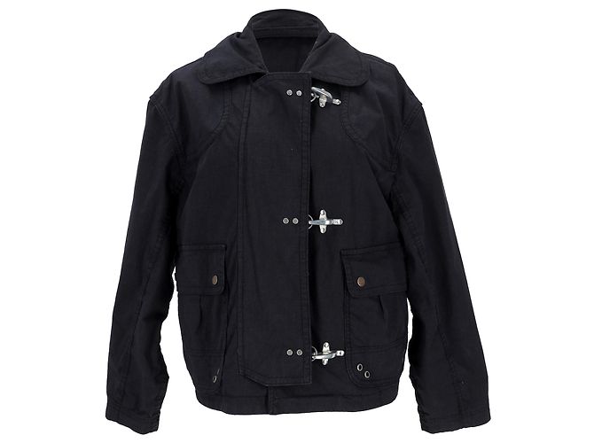 Fay Patch-Pocket Jacket in Black Cotton