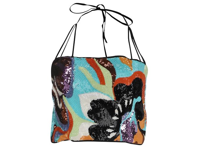 Etro Floral Sequined Crop Top aus multicoloured Polyester