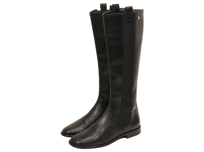 Chanel Black Leather Knee-High Boots