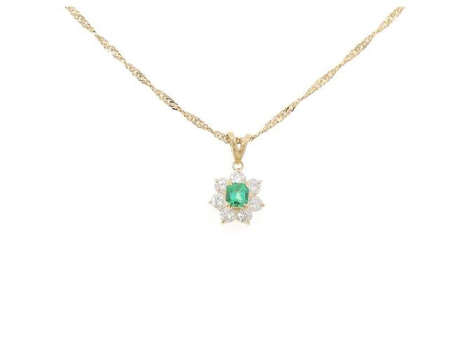 Autre Marque Collana Au750 Smeraldo e Diamante