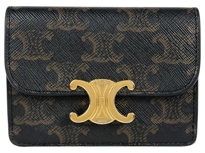 Céline Celine Triomphe Coated Canvas and Leather Card Case