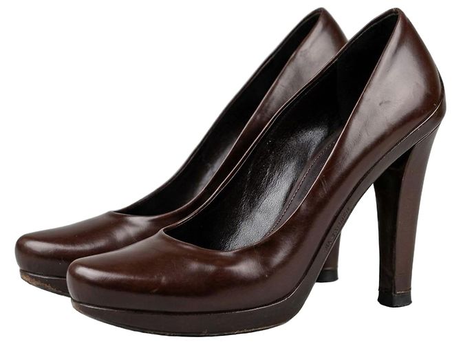 Jil Sander Braune Leder-Pumps