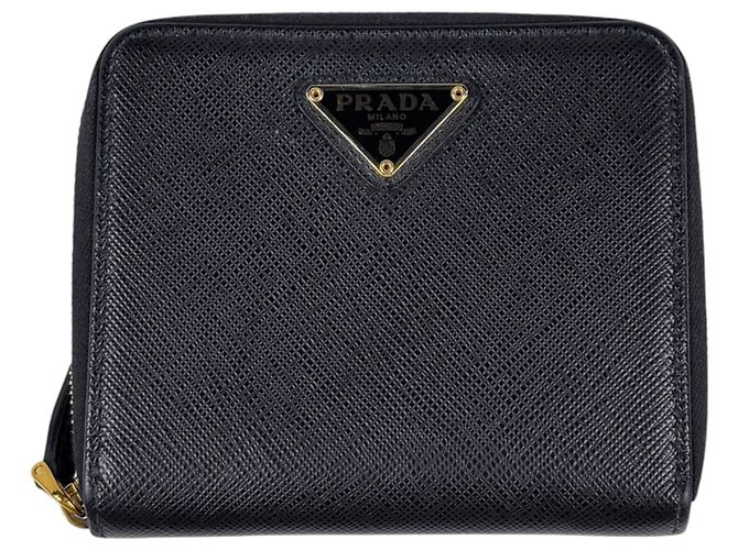 Prada Bi-Fold Wallet in Black Leather