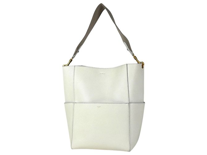 Céline Bolsa de ombro Celine em couro branco