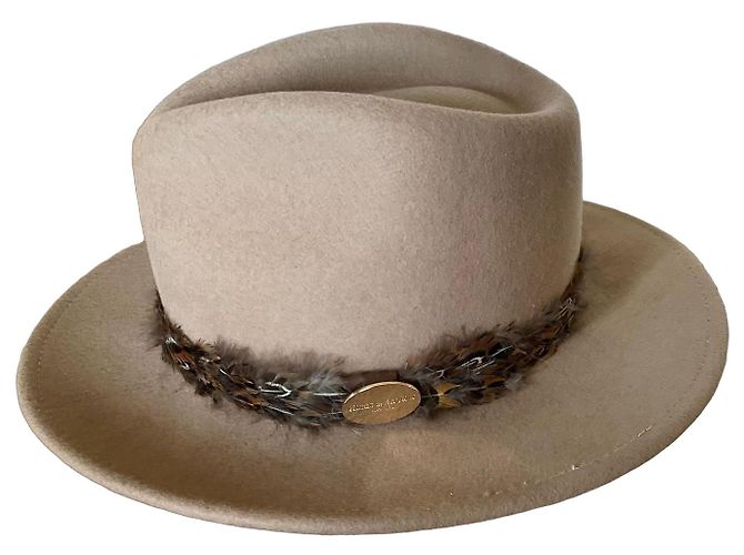 Autre Marque Hicks & Brown Wool Fedora Hat with Feather Trim