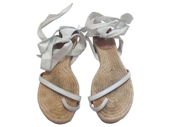 Hermès White leather gladiator sandals