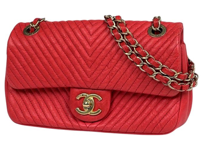 Borsa a tracolla Chanel in pelle rossa