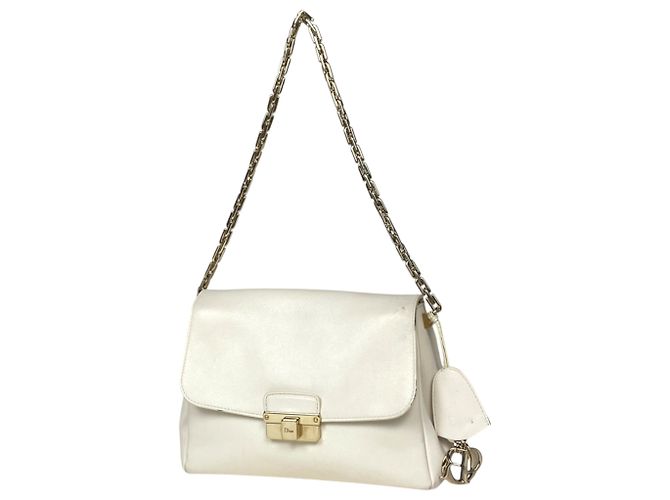 Bolsa de ombro Christian Dior em couro branco