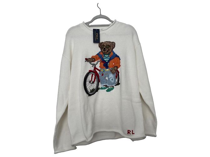 Polo Ralph Lauren "Riding Bear" Pullover aus weißer Baumwolle