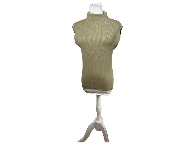 Vintage Loewe Ärmelloser Rollkragenpullover Light Olive M