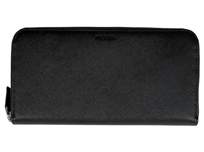Prada Long Wallet in Black Saffiano Leather