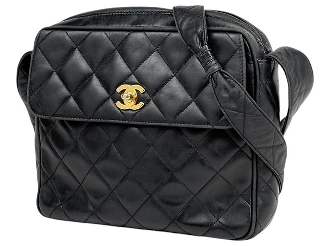 Borsa a tracolla Chanel in pelle nera