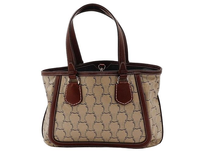 Céline Saco Tote Celine Canvas Leather Monogram