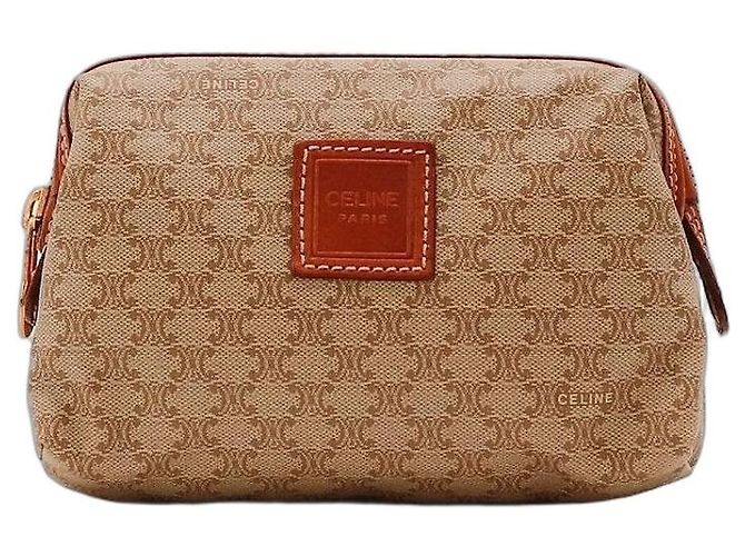Céline Necessaire Celine Triomphe Canvas Leather Brown
