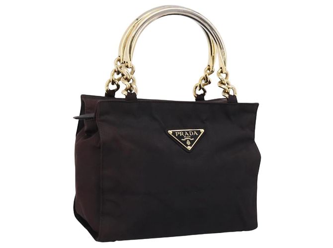PRADA Handtasche mit Metallgriff Nylon Black
