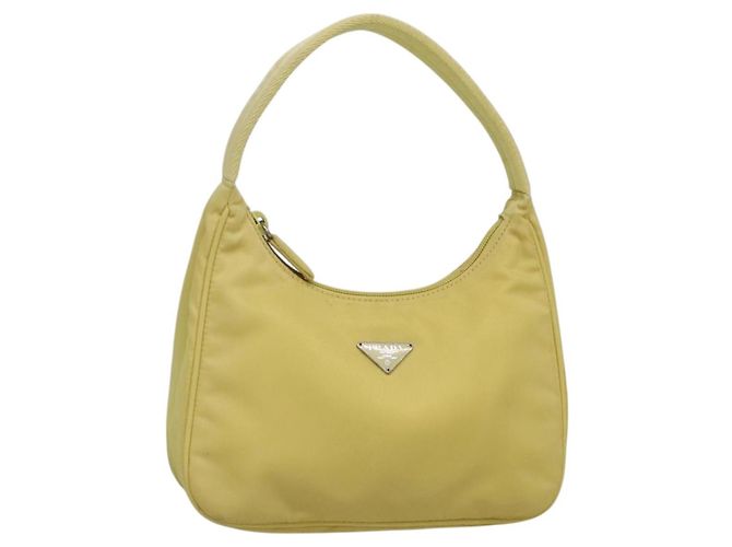 PRADA Accessory Pouch Nylon Yellow Gold