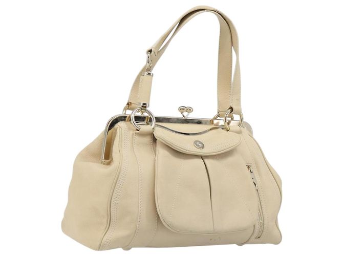 Céline CELINE Bolsa de mão em couro bege dourado