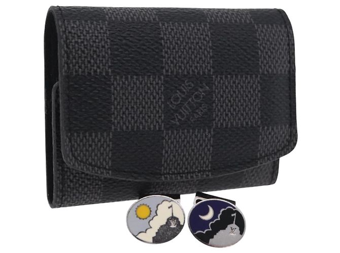 LOUIS VUITTON Damier Graphite Abotoaduras LV