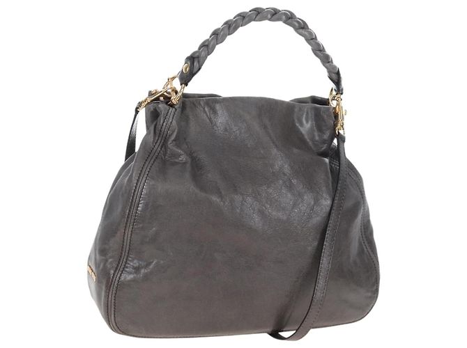 Miu Miu Handtasche Leder 2way Grau Gold