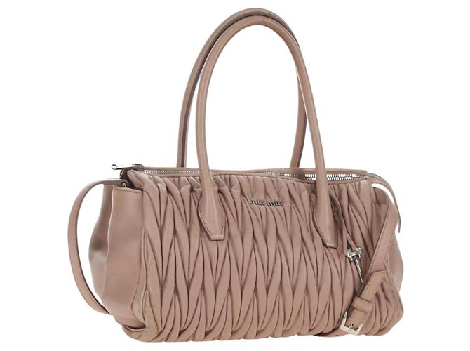 Miu Miu Matelasse Hand Bag Leather 2way Pink Silver