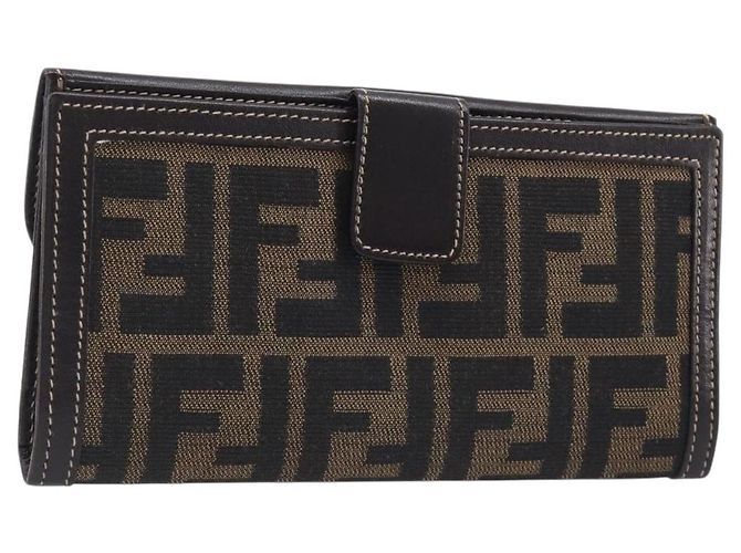 FENDI Zucca Canvas Long Wallet Brown
