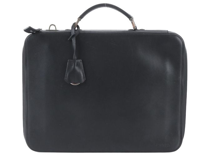 porte-documents Prada en cuir noir