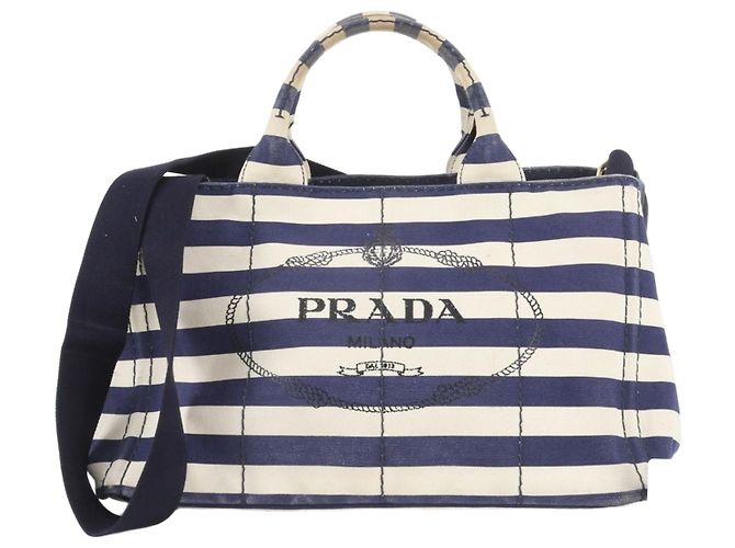 Saco Tote/Saco de Ombro Prada Canapa Border 2-Way