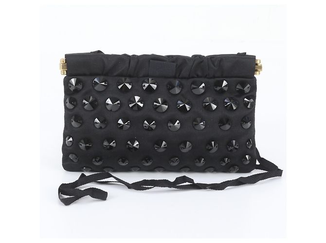 Borsa a tracolla borchiata nera Miu Miu