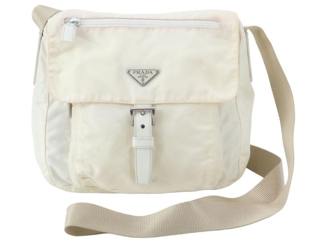 Prada Tessuto Nylon Triangle Logo Leather Shoulder Bag