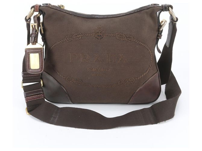 Borsa a tracolla Prada in pelle e tela