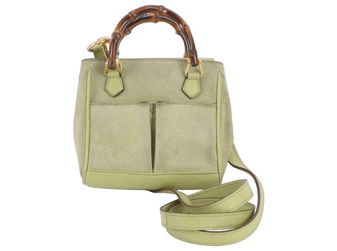 Bolsa de Ombro 2-Way Gucci Old Bamboo em couro