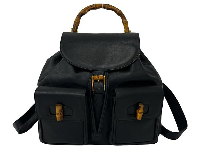 Gucci Vintage Bamboo Leather Backpack
