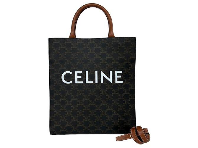 Céline Bolsa Celine Vertical Cabas Small em couro marrom