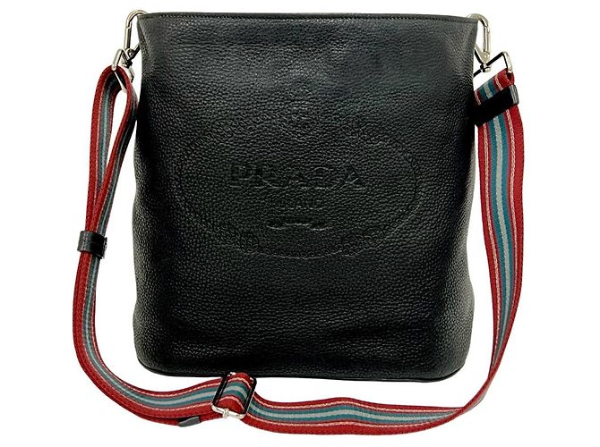 Borsa a tracolla in pelle con logo Prada impresso