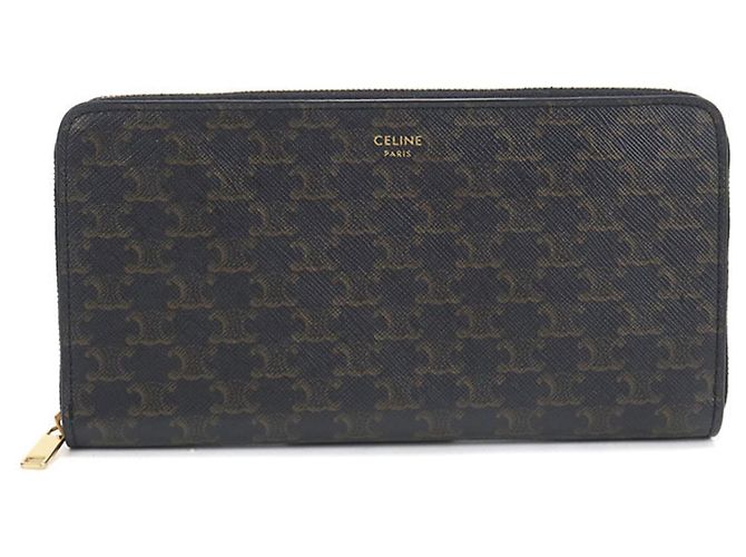 Céline Celine Long Wallet in Black PVC