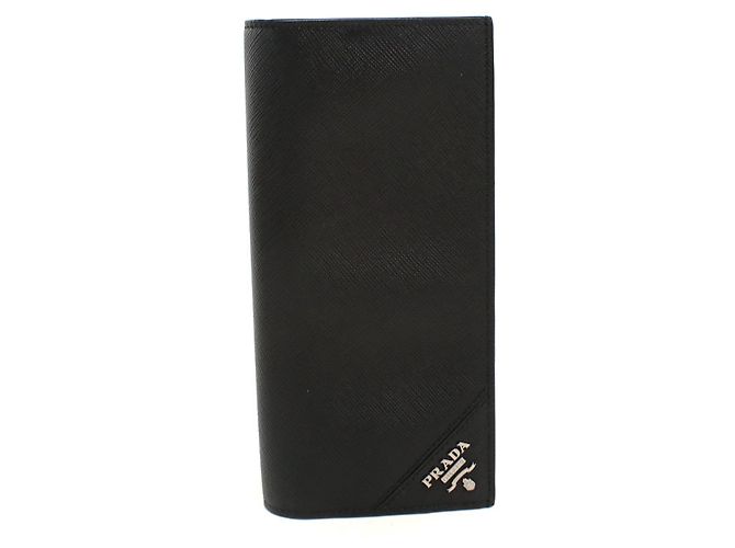 Prada Bi-fold Long Wallet in Black Calfskin