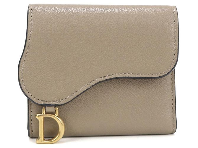 Cartera tri-fold Christian Dior en Beige