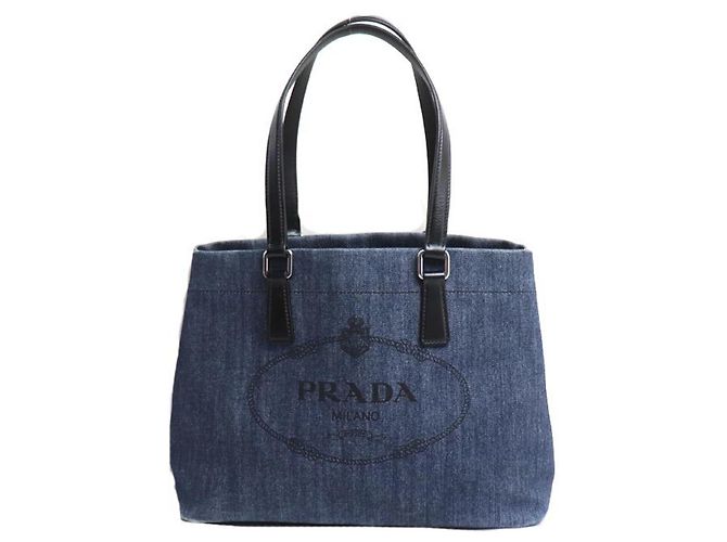 Prada Blue Denim Tote Bag
