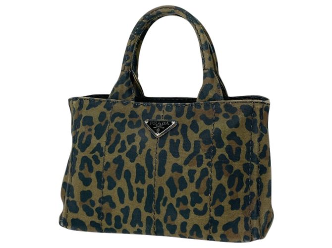 Borsa a mano Prada in tela beige e verde