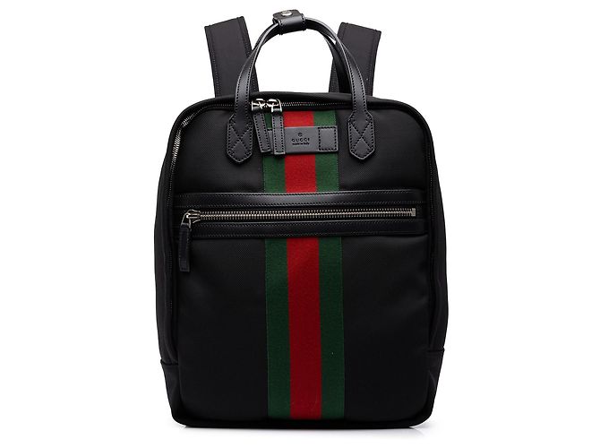 Zaino Gucci in Techno Canvas nero con banda Web