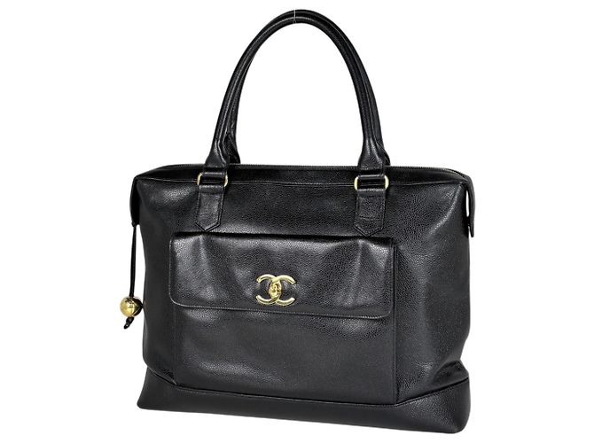 Saco Tote Chanel em couro de bezerro grão preto